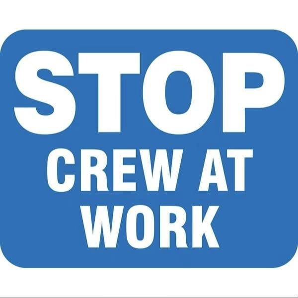 Accuform RAILROAD CLAMP SIGN STOP CREW AT FRR399BU FRR399BU - main